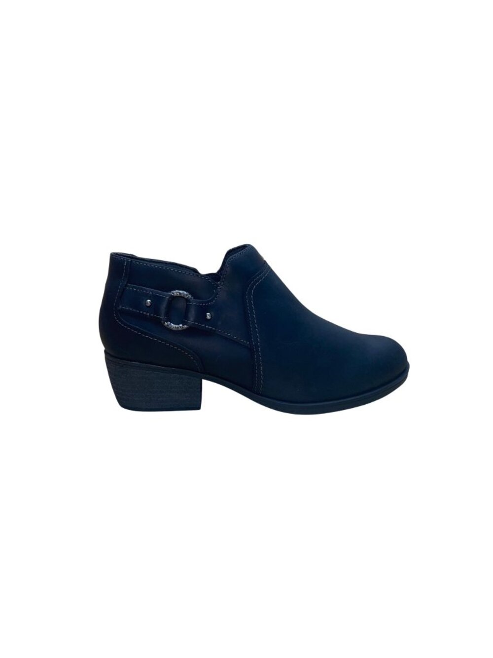 Clarks Women’s Black Oily Leather Block Charlten Grace Ankle Booties Size 7.5W